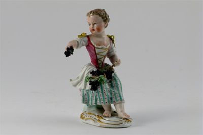 Appraisal: A Meissen model of a young vintner seated on a