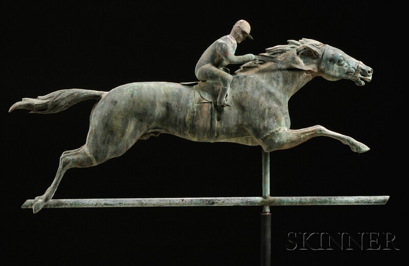 Appraisal: Molded Copper Cast Bronze and Zinc Horse and Jockey Weather