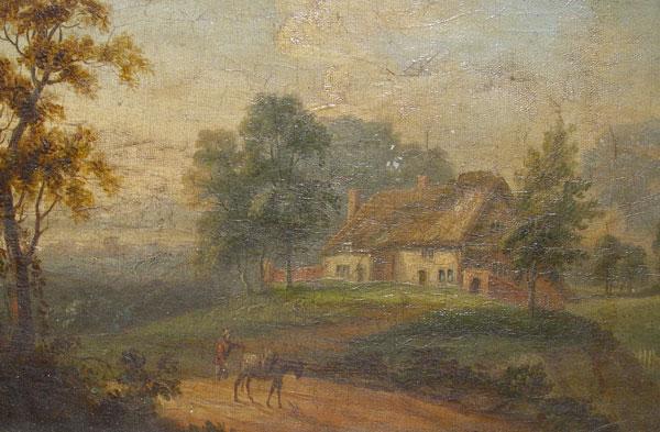 Appraisal: SMALL COTTAGE SCENE POSSIBLY BY HENRY HARRIS Oil Canvas ''