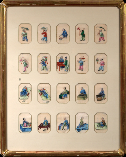 Appraisal: Framed Group of Chinese Rice Paper Drawings late th century