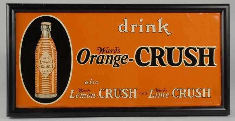 Appraisal: Embossed Tin Ward's Orange Crush Sign Description s Nicely framed