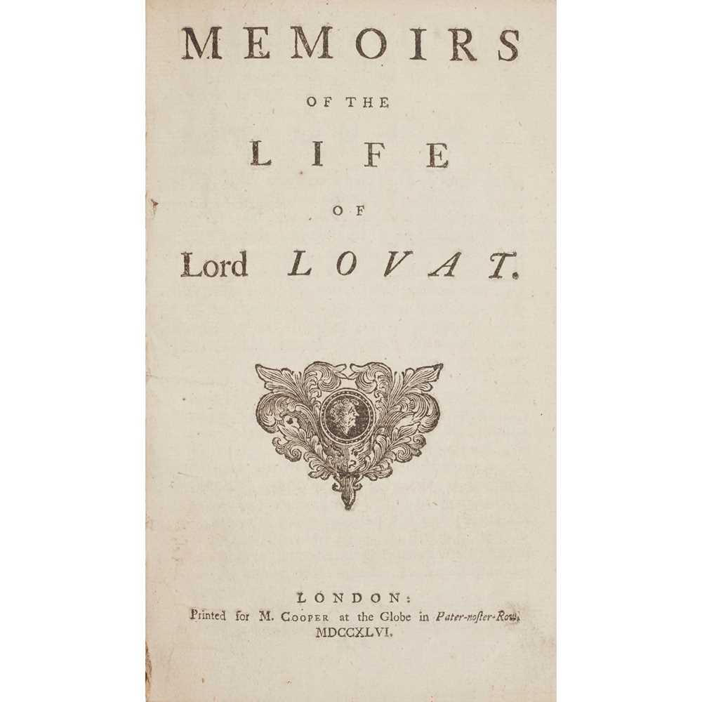 Appraisal: JACOBITE RISING PAMPHLETS INCLUDING Memoirs of the Life of Lord