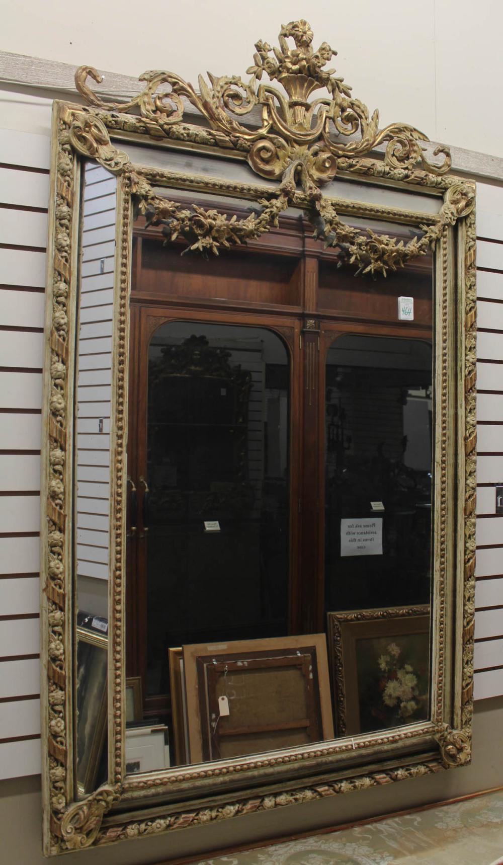 Appraisal: REGENCE STYLE PARCEL-GILT WOOD AND GESSO WALL MIRROR Napoleon III