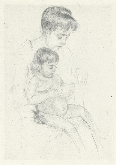 Appraisal: MARY CASSATT The Manicure Drypoint on cream laid paper circa