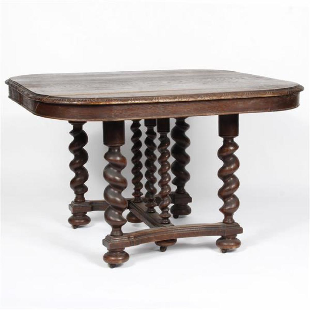 Appraisal: ENGLISH OAK ANTIQUE BARLEY TWIST EXTENSION PUB DINING TABLE English