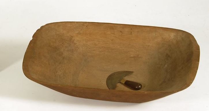 Appraisal: EXCEPTIONALLY LARGE WOODEN CHOPPING BOWL WITH CHOPPER th CenturyWith old