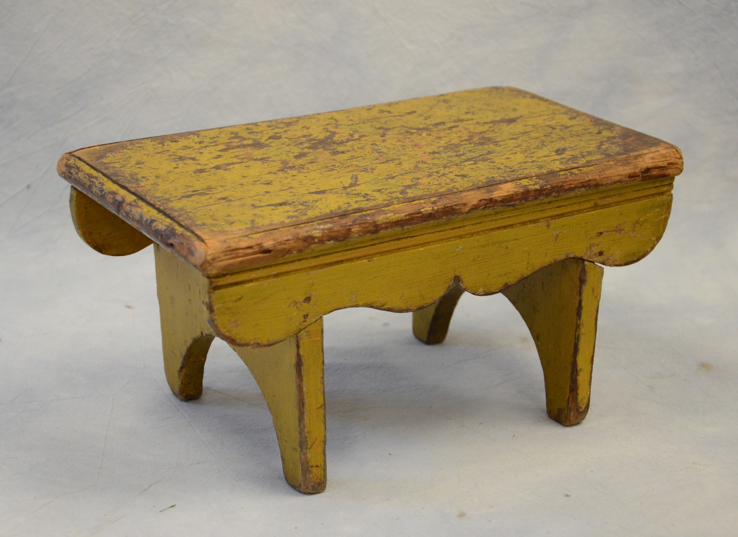 Appraisal: Pine Stool in chrome yellow original paint appropriate wear scalloped