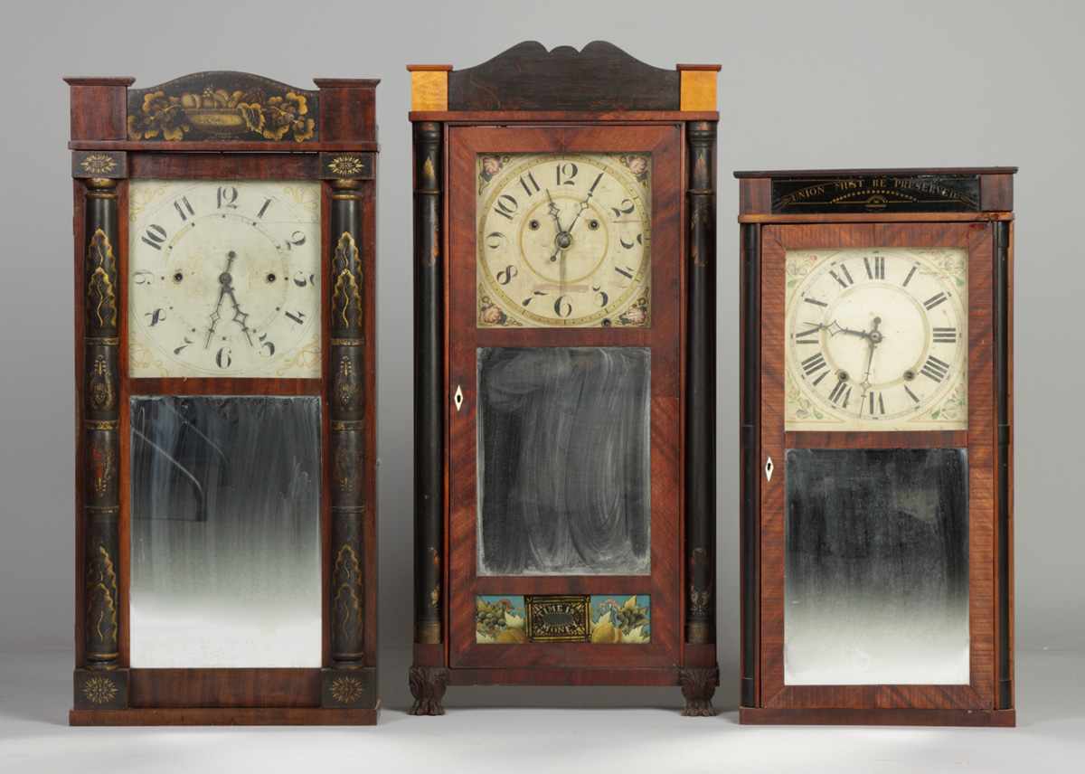 Appraisal: Shelf Clocks Lot Jerome Darrow Shelf Clock Mahogany case with