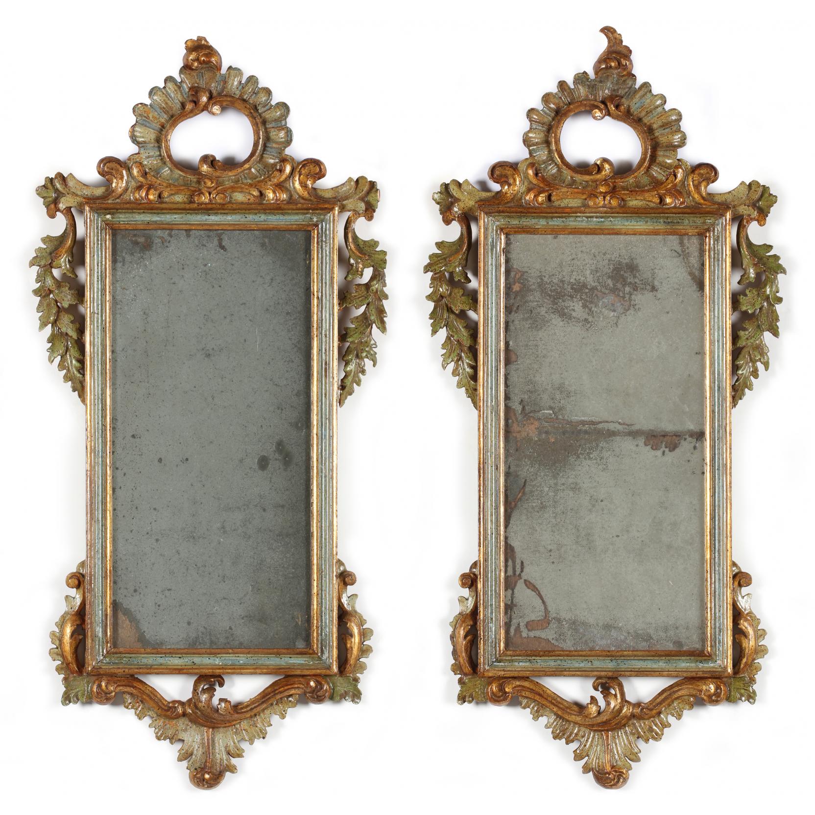 Appraisal: Pair of Rococo Revival Diminutive Wall Mirrors late th century