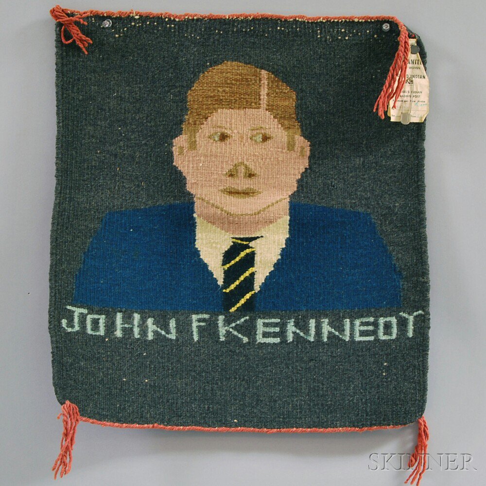 Appraisal: Navajo Pictorial Rug mid- th century depicting John F Kennedy