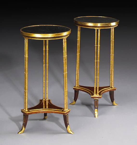 Appraisal: A pair of Louis XVI style gilt bronze mounted mahogany