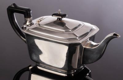 Appraisal: An Art Deco silver teapot RGH Birmingham of canted rectangular