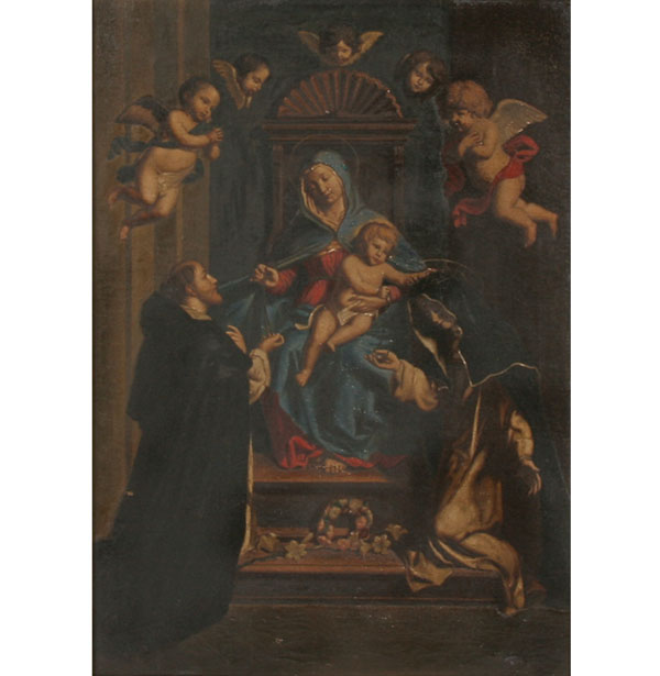 Appraisal: Virgin and Child with Saints Dominic and Catherine oilette x