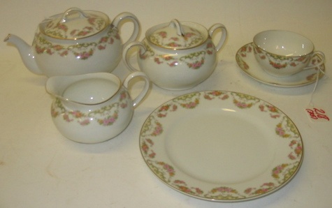 Appraisal: NORITAKE THIRTY-FIVE PIECE PORCELAIN TEA SET having a pink rose