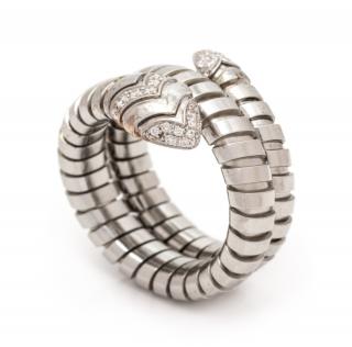 Appraisal: An Karat White Gold Steel and Diamond Serpenti Tubogas Ring