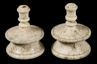 Appraisal: FINE AND SCARCE WHALE BONE CANDLEHOLDERS Rare th c Miniature