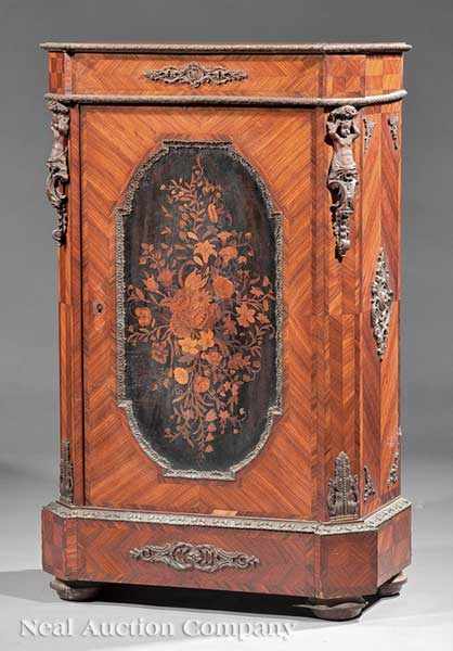 Appraisal: A Napoleon III Kingwood Parquetry Marquetry and Bronze-Mounted Side Cabinet