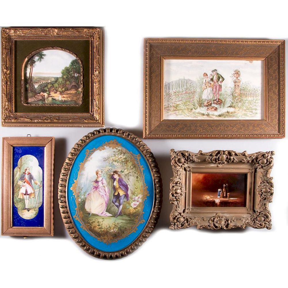 Appraisal: Five framed porcelain plaques Five framed late th early th