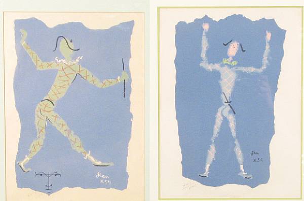 Appraisal: Jean Cocteau Pierrot Pierrot Color lithographs printed on Arches paper