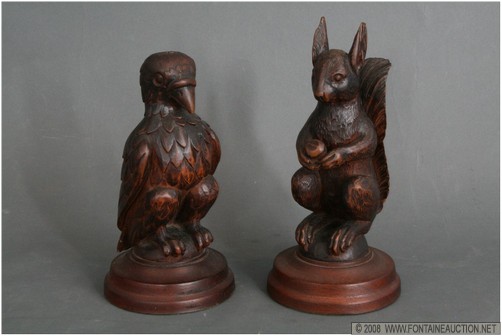 Appraisal: PR OF BLACK FOREST NEWELL POST CARVINGS W x H