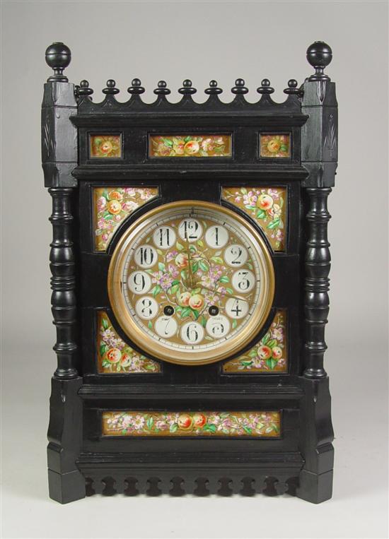 Appraisal: Aesthetic Revival Clock Circa - 's Ebonized case with handpainted