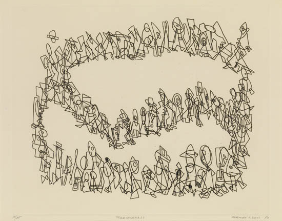 Appraisal: NORMAN LEWIS - Togetherness Etching on cream wove paper x