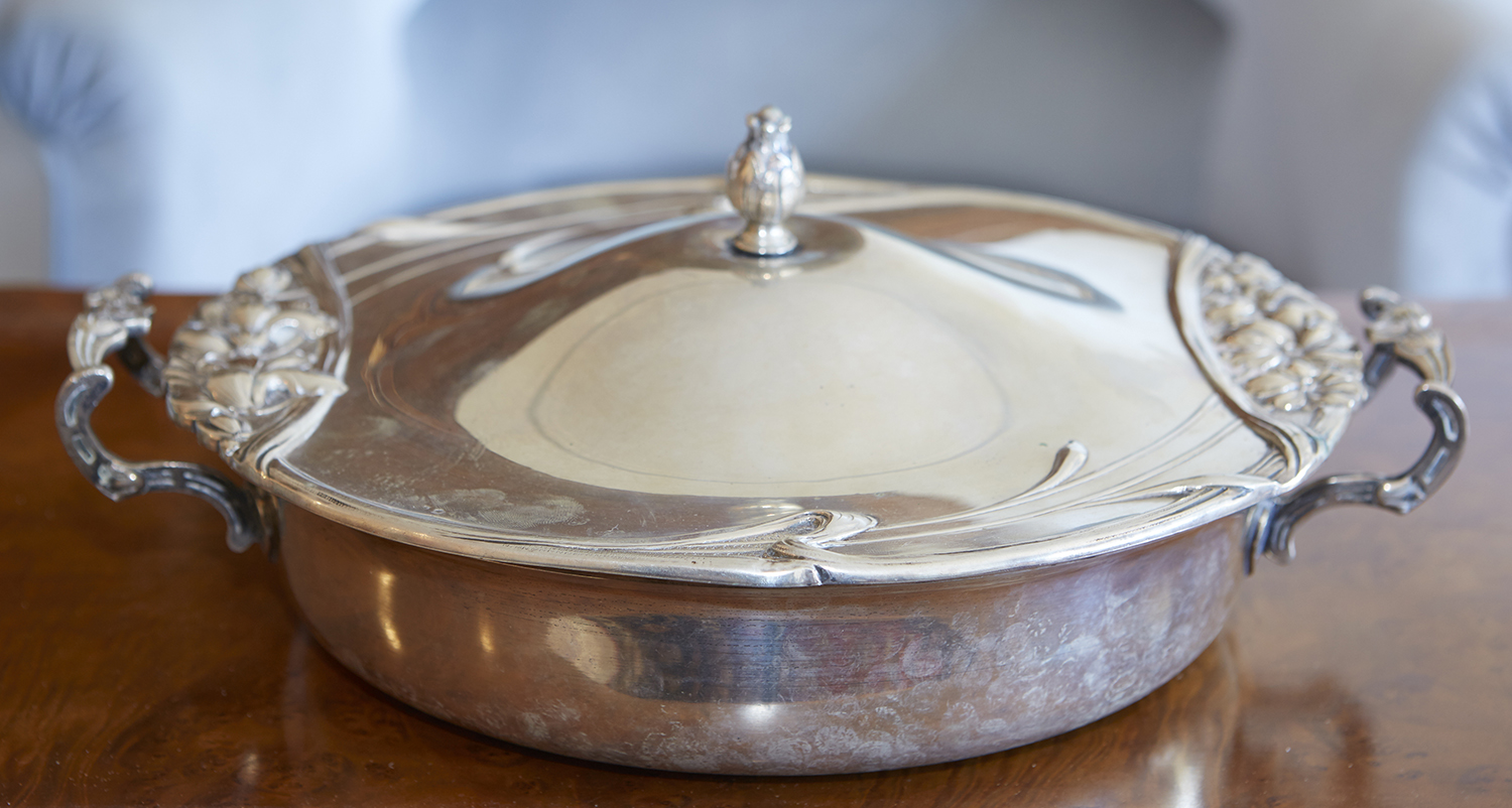 Appraisal: AN AUSTRIAN ART NOUVEAU SILVER ENTRE DISH With embossed floral