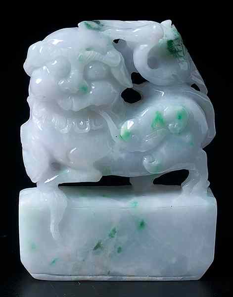 Appraisal: Chinese Carved Jadeite Hardstone Foo Dog Chinese a carved hardstone