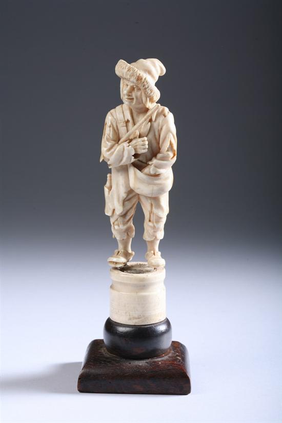 Appraisal: CONTINENTAL CARVED IVORY FIGURE OF PAYSAN th century Holding a