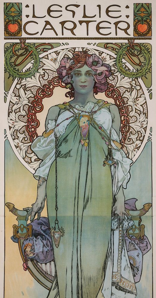 Appraisal: ALPHONSE MUCHA LIFE-SIZED POSTER FOR LESLIE CARTER Alphonse Maria Mucha