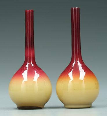 Appraisal: Pair Wheeling peachblow bud vases glossy finish - in Minor