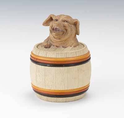 Appraisal: A Johann Maresch Composite Pig Humidor Matte finish pottery humidor