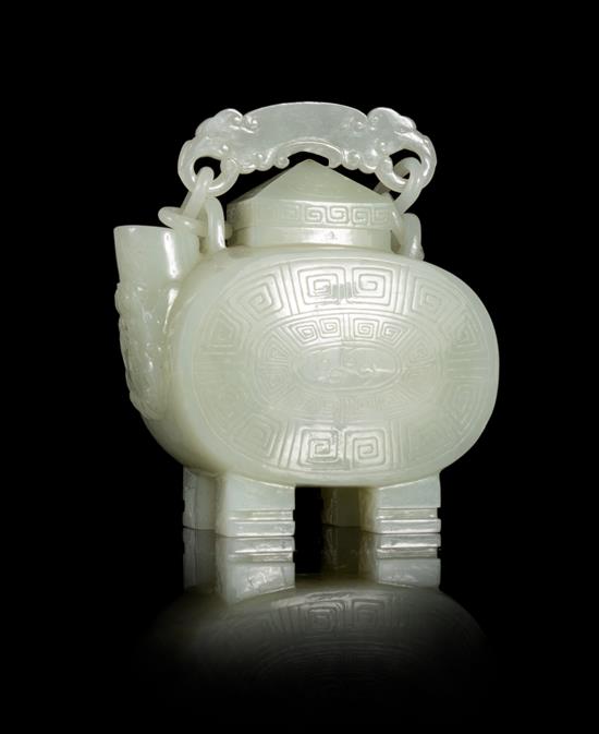 Appraisal: Sale Lot A Jade Teapot of ovular form the spout