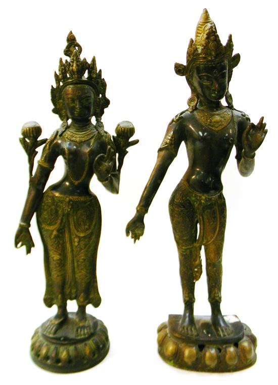 Appraisal: ASIAN Two th th C Tibetan bronze sculptures representing the