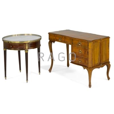 Appraisal: FRENCH Provincial desk and center table th c Walnut mahogany