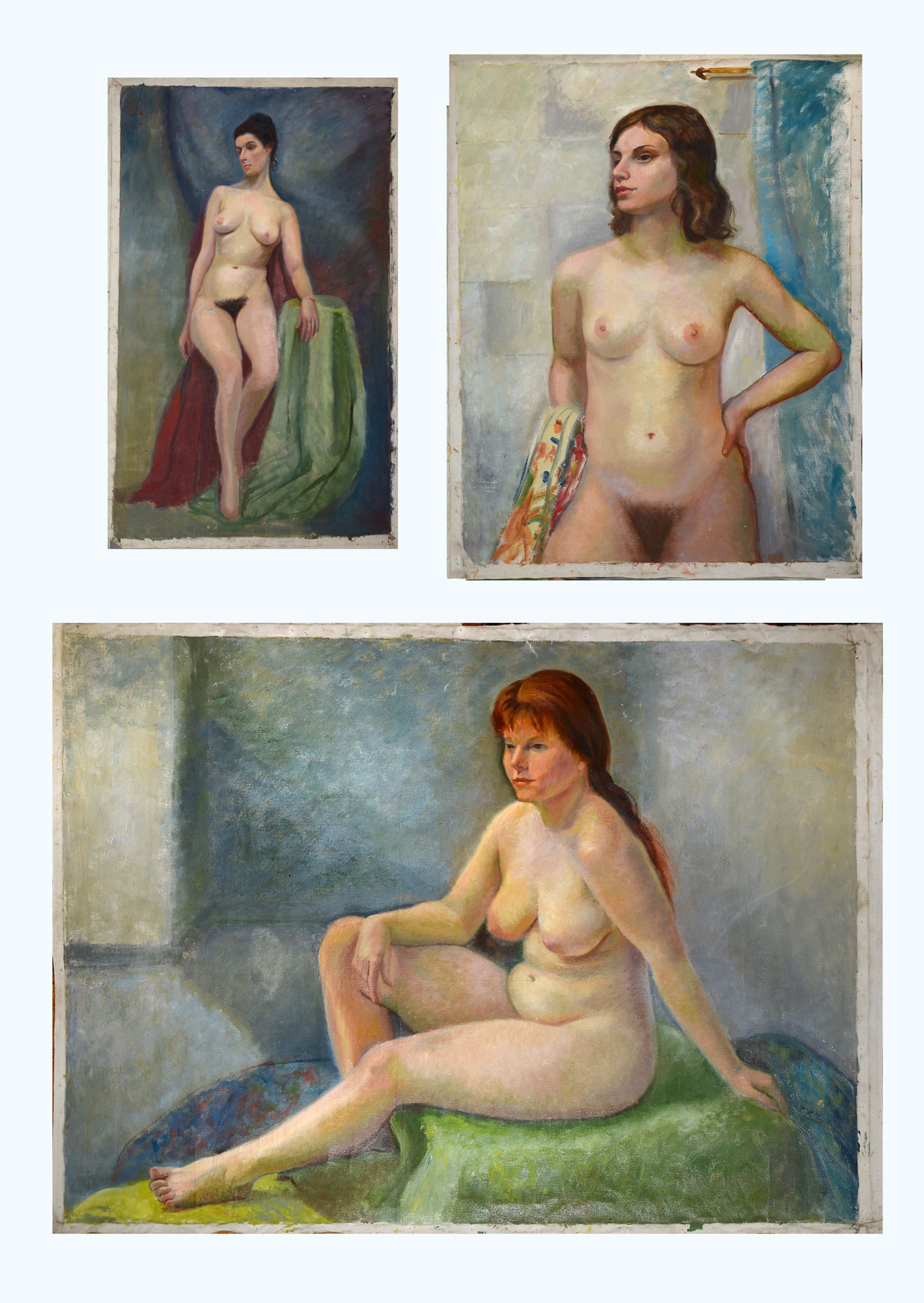 Appraisal: PEARLE Frieda American - Collection of Three Nude Female Paintings