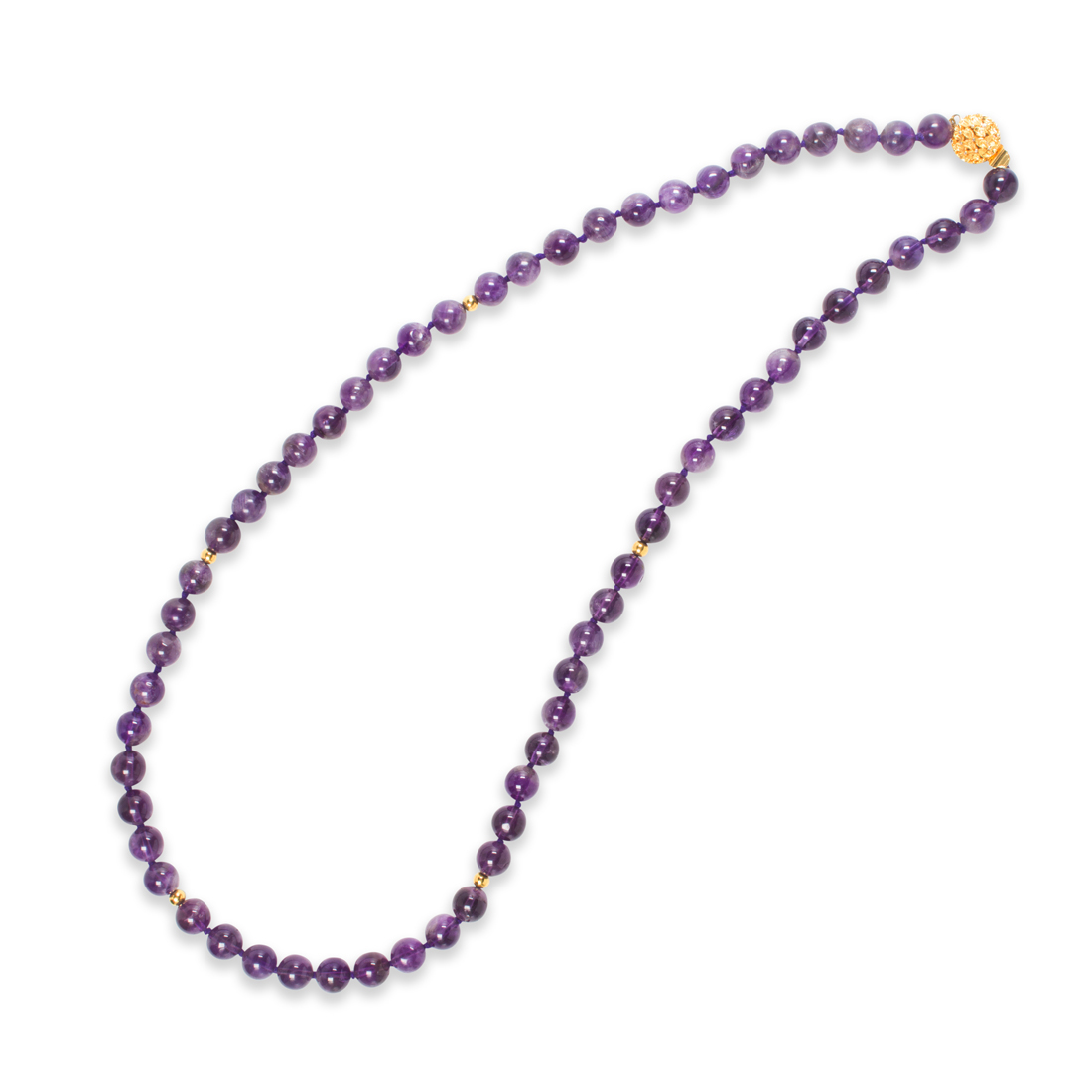 Appraisal: AN AMETHYST BEAD NECKLACE An amethyst bead necklace designed as