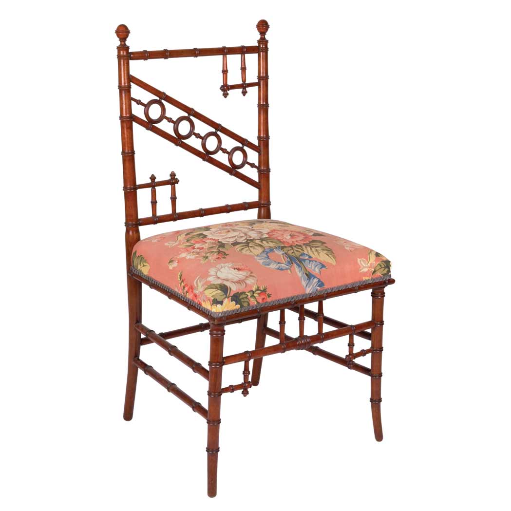 Appraisal: American Aesthetic Movement Dark Stained Faux Bamboo Maple Side Chair