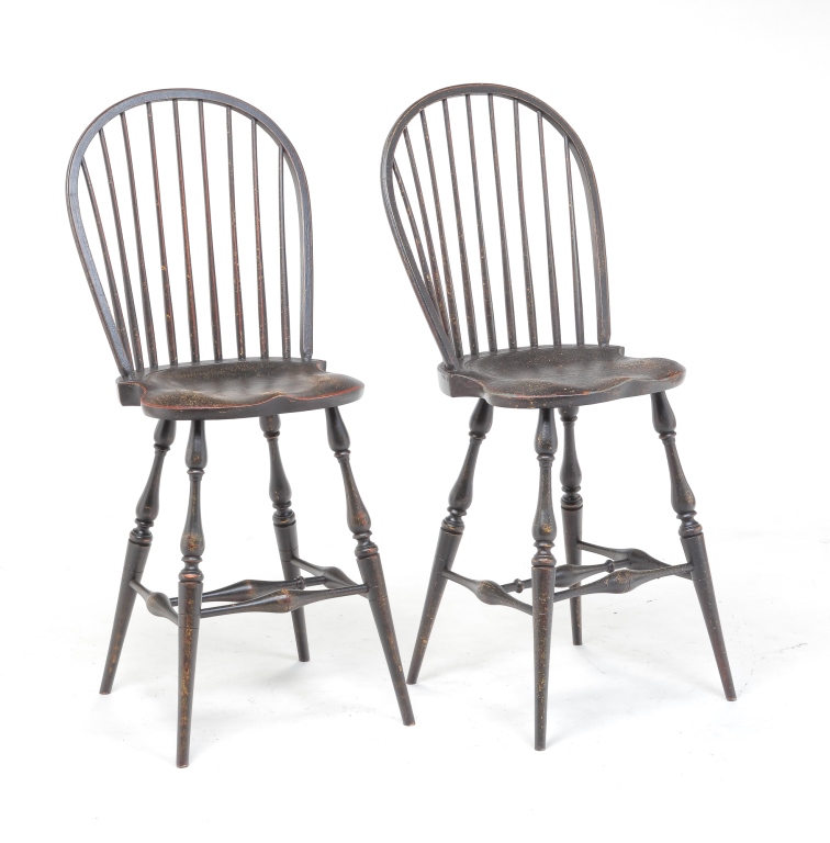 Appraisal: Late th Century mixed woods Hoop backs with spindles saddle