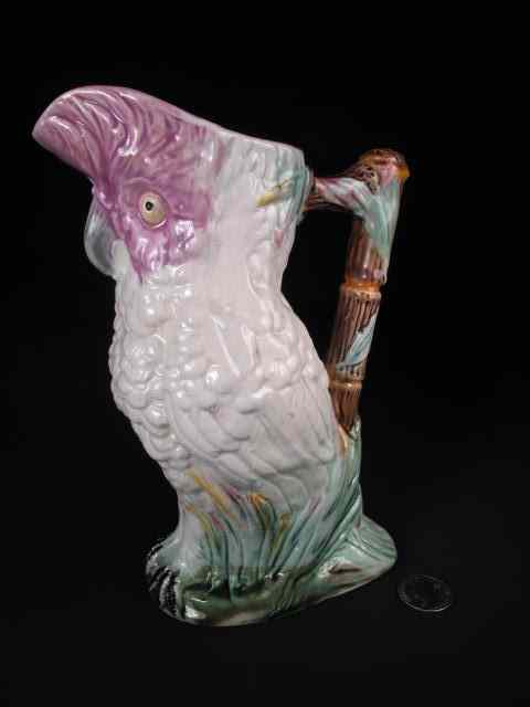 Appraisal: Majolica pottery figural pitcher in the form of a white