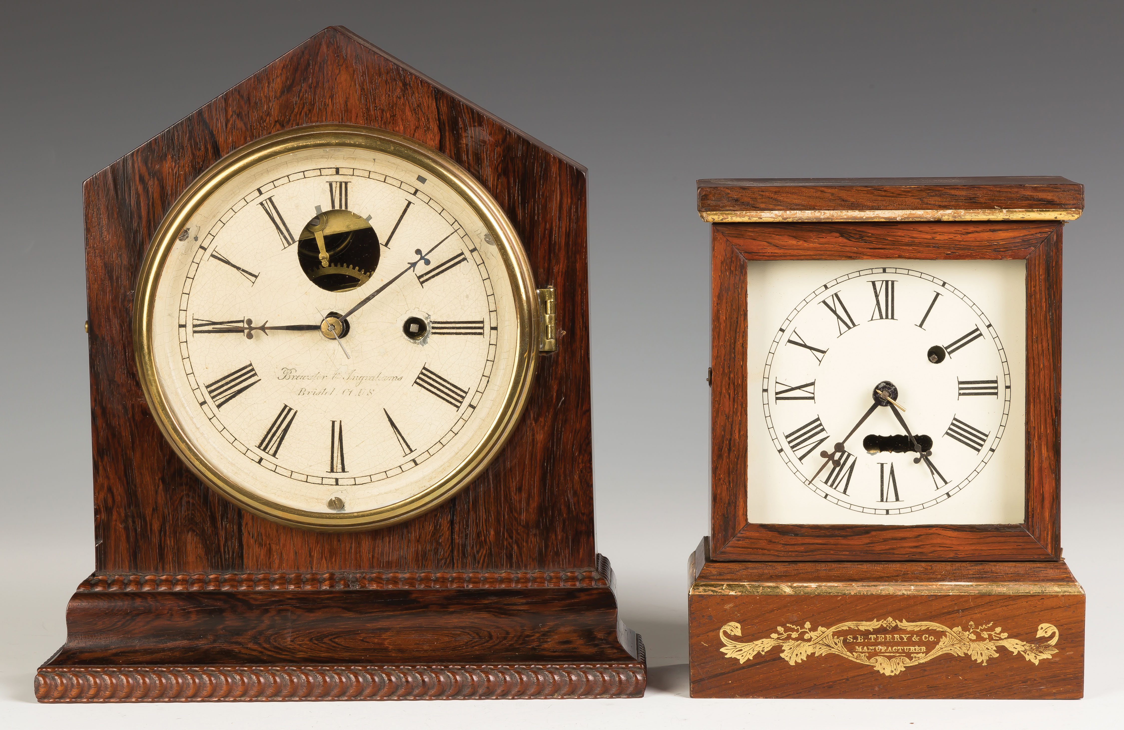 Appraisal: S B Terry Miniature Shelf Clock Rosewood and gilded case