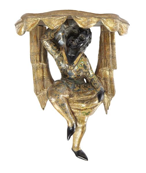 Appraisal: A VENETIAN POLYCHROME PAINTED BLACKAMOOR WALL SCONCE C the frolicking