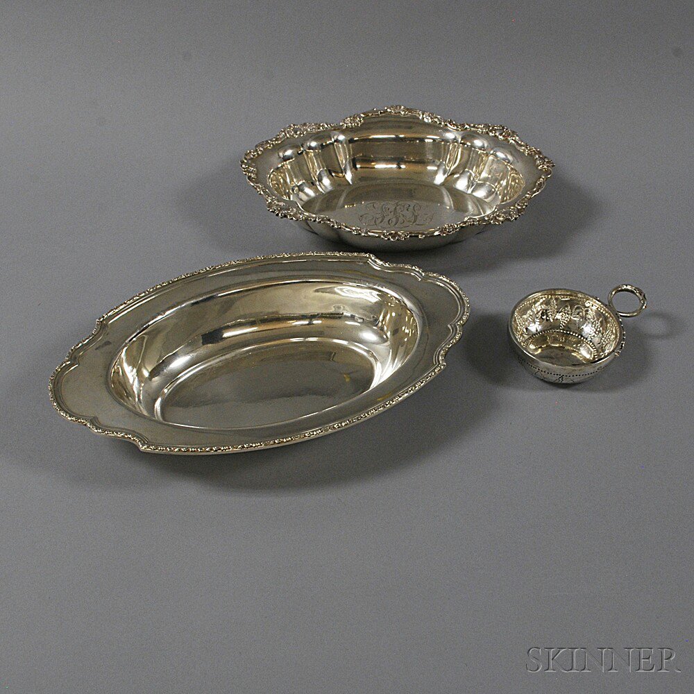 Appraisal: Three Pieces of Sterling Silver Tableware a Lunt vegetable dish