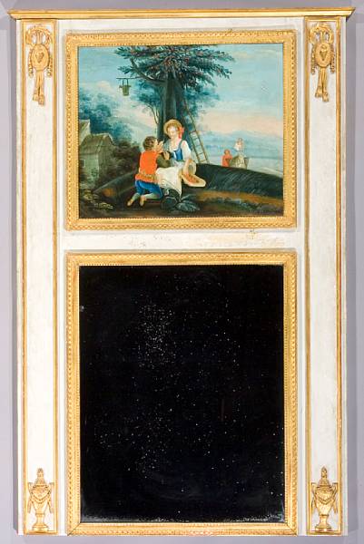 Appraisal: A Louis XVI paint decorated and parcel gilt trumeau mirror