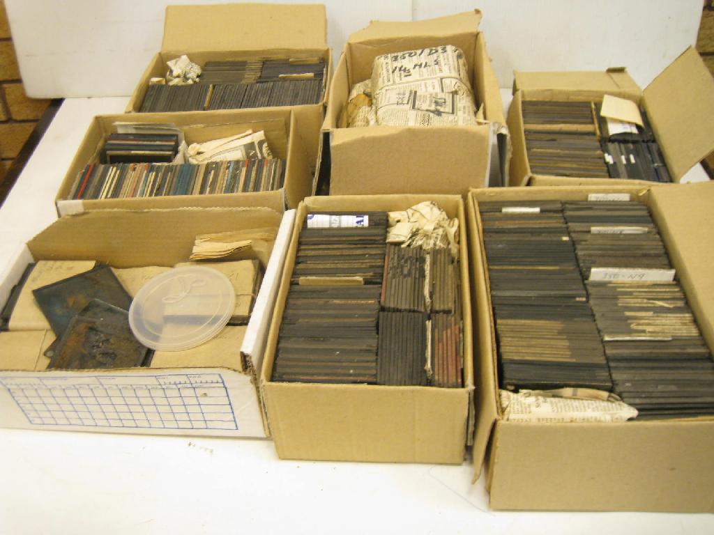 Appraisal: Seven boxes of Lantern Slides coloured and monochrome