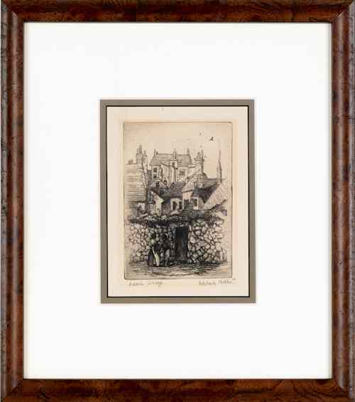 Appraisal: Two signed etchings one title French Village and signed Adelaide