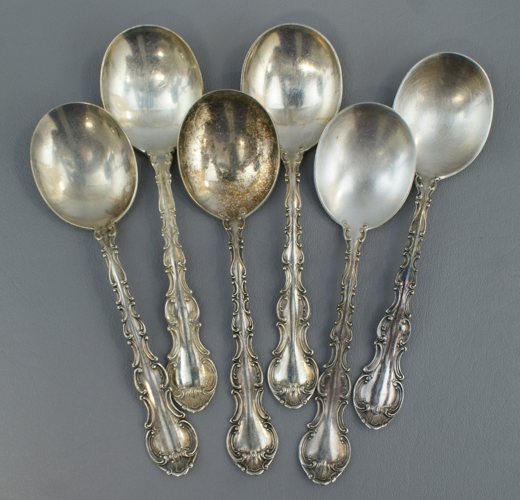 Appraisal: Gorham Strasbourg pattern sterling silver soup spoons no mono