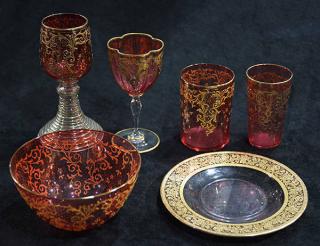 Appraisal: lot of Bohemian style stemware lot of Bohemian style stemware