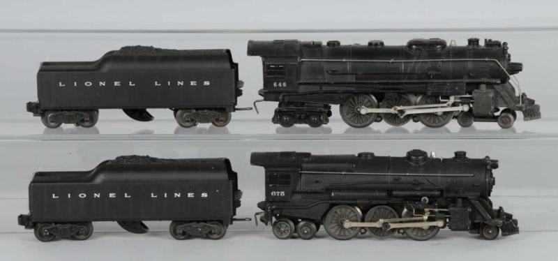 Appraisal: Lot of Lionel Train Engines Tenders Description Post-war O- gauge