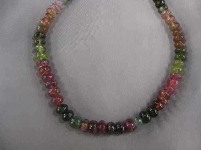 Appraisal: Tourmaline Necklace beads in a rainbow of colors sterling clasp